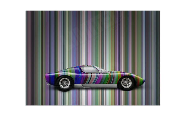 Lamborghini Miura (technicolour stripes) A3 (297 x 420 mm / 11.7 x 16.5 in) / Aluminium Composite / No Mount