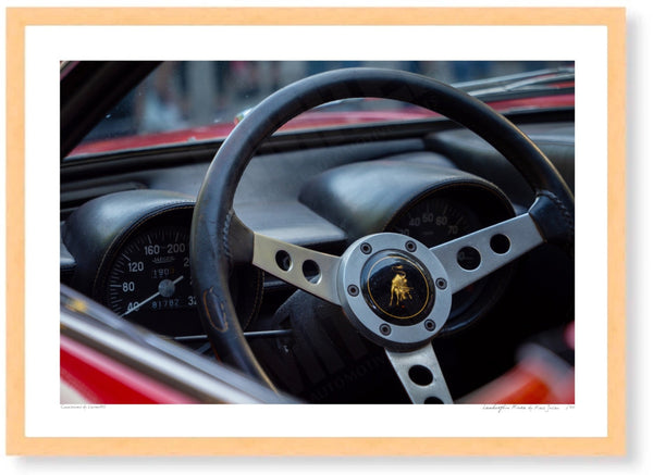 Lamborghini Miura (cockpit) A3 (297 x 420 mm / 11.7 x 16.5 in) / Wood Frame (Printed on Fine Art Paper) / No Mount