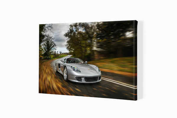 Porsche Carrera GT A3 (297 x 420 mm / 11.7 x 16.5 in) / Canvas Print (Mounted on Wood Internal Frame) / No Mount