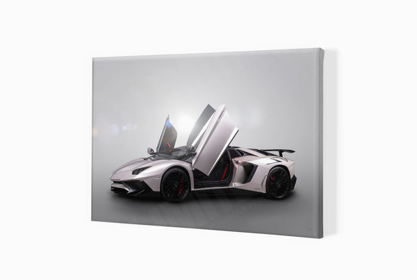 Lamborghini Aventador SV A3 (297 x 420 mm / 11.7 x 16.5 in) / Canvas Print (Mounted on Wood Internal Frame) / No Mount
