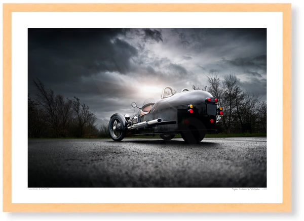Morgan 3 Wheeler (rear) A3 (297 x 420 mm / 11.7 x 16.5 in) / Wood Frame (Printed on Fine Art Paper) / No Mount