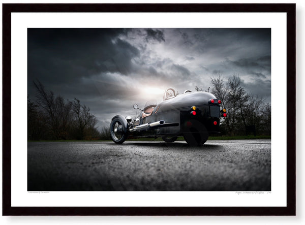Morgan 3 Wheeler (rear) A3 (297 x 420 mm / 11.7 x 16.5 in) / Black Wood Frame (Printed on Fine Art Paper) / No Mount