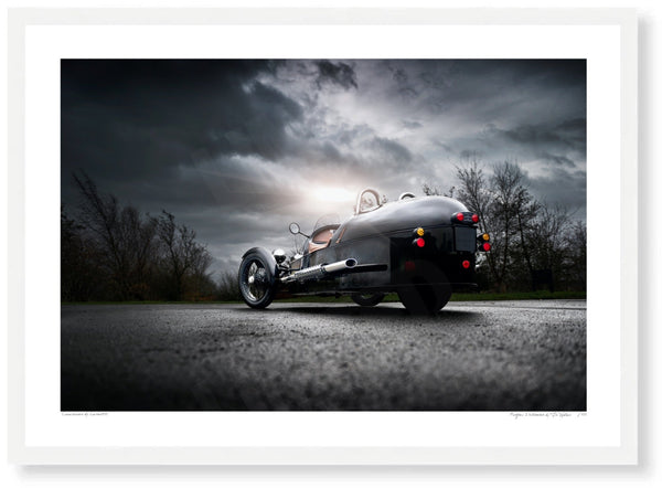 Morgan 3 Wheeler (rear) A3 (297 x 420 mm / 11.7 x 16.5 in) / White Wood Frame (Printed on Fine Art Paper) / No Mount