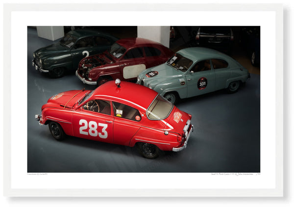 Saab 96 Monte Carlo 850 S (420 x 281 mm) / White Wood Frame (Printed on Fine Art Paper) / No Mount