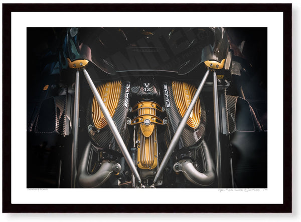 Pagani Huayra Roadster detail A3 (297 x 420 mm / 11.7 x 16.5 in) / Black Wood Frame (Printed on Fine Art Paper) / No