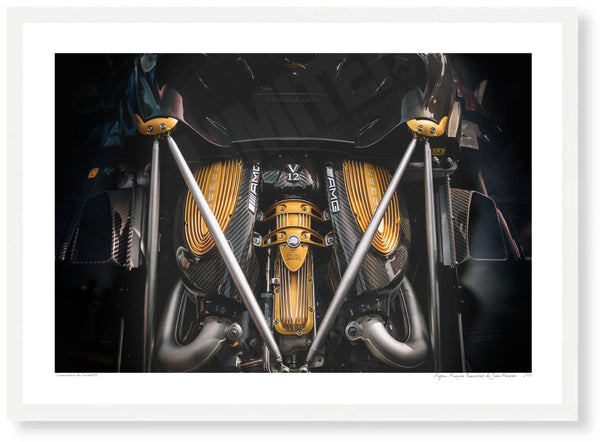 Pagani Huayra Roadster detail A3 (297 x 420 mm / 11.7 x 16.5 in) / White Wood Frame (Printed on Fine Art Paper) / No