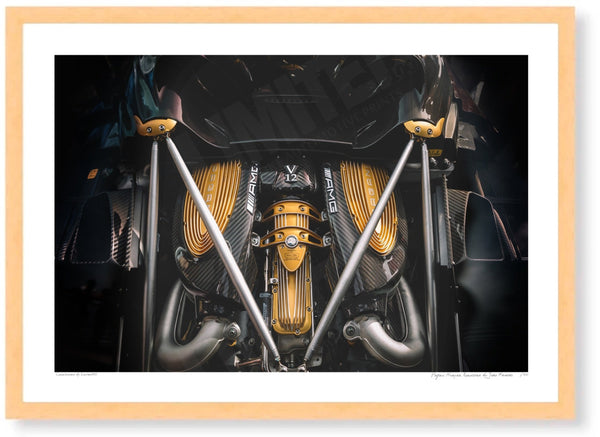 Pagani Huayra Roadster detail A3 (297 x 420 mm / 11.7 x 16.5 in) / Wood Frame (Printed on Fine Art Paper) / No Mount
