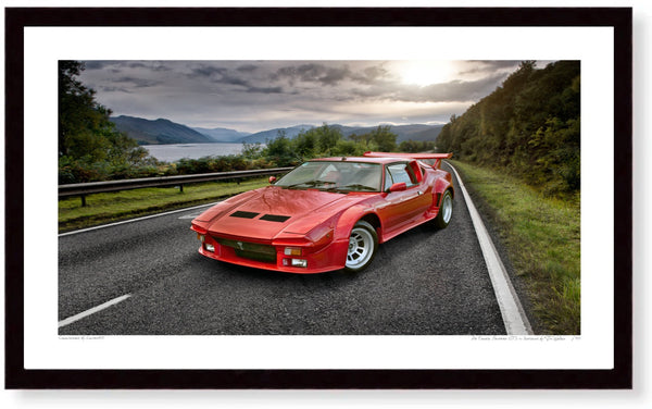 De Tomaso Pantera GT5 in Scotland S (420mm x 243) / Black Wood Frame (Printed on Fine Art Paper) / No Mount