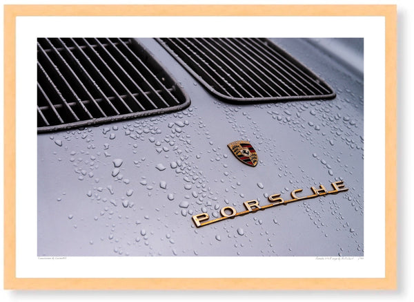 Porsche 356A Coupe detail A3 (297 x 420 mm / 11.7 x 16.5 in) / Wood Frame (Printed on Fine Art Paper) / No Mount