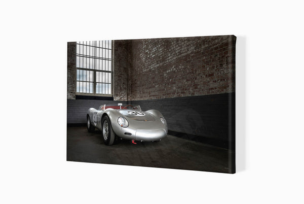 1958 Porsche 718 RSK at Bicester Heritage A3 (297 x 420 mm / 11.7 x 16.5 in) / Canvas Print (Mounted on Wood Internal