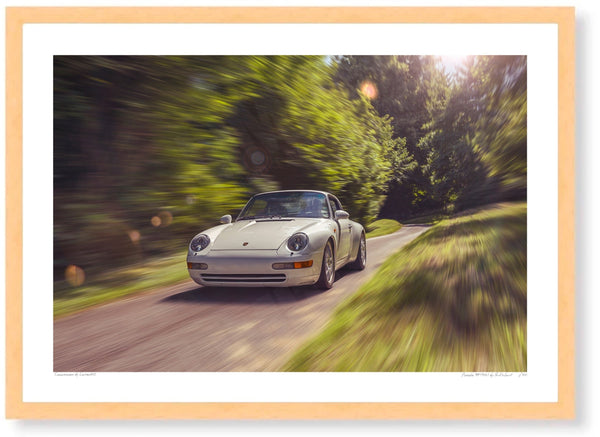 Porsche 911 (993) Carrera at Prescott Hill Climb A3 (297 x 420 mm / 11.7 x 16.5 in) / Wood Frame (Printed on Fine Art