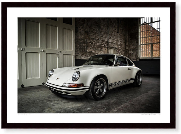 Singer Porsche 911 at Bicester Heritage A3 (297 x 420 mm / 11.7 x 16.5 in) / Black Wood Frame (Printed on Fine Art