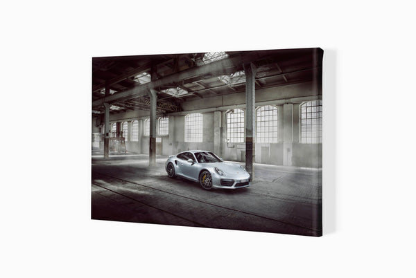 Porsche 911 Turbo S 991 in Zürich (A) A3 (297 x 420 mm / 11.7 x 16.5 in) / Canvas Print (Mounted on Wood Internal