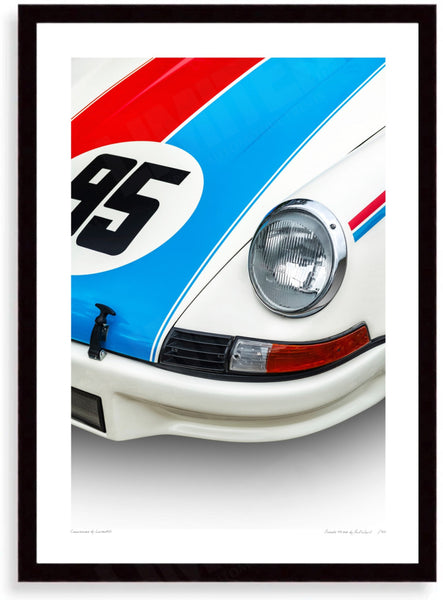 Porsche 911 RSR detail A3 (297 x 420 mm / 11.7 x 16.5 in) / Black Wood Frame (Printed on Fine Art Paper) / No Mount