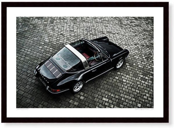Porsche 911 Targa at Rennsport A3 (297 x 420 mm / 11.7 x 16.5 in) / Black Wood Frame (Printed on Fine Art Paper) / No