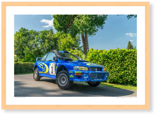 Subaru Impreza WRC at Shelsley Walsh Hill Climb A3 (297 x 420 mm / 11.7 x 16.5 in) / Wood Frame (Printed on Fine Art