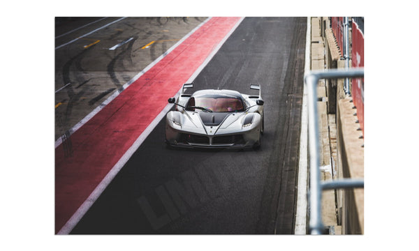 Ferrari FXX-K at Silverstone (Pensive) A3 (297 x 420 mm / 11.7 x 16.5 in) / Aluminium Composite / No Mount