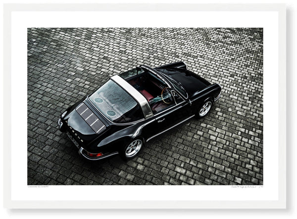 Porsche 911 Targa at Rennsport A3 (297 x 420 mm / 11.7 x 16.5 in) / White Wood Frame (Printed on Fine Art Paper) / No