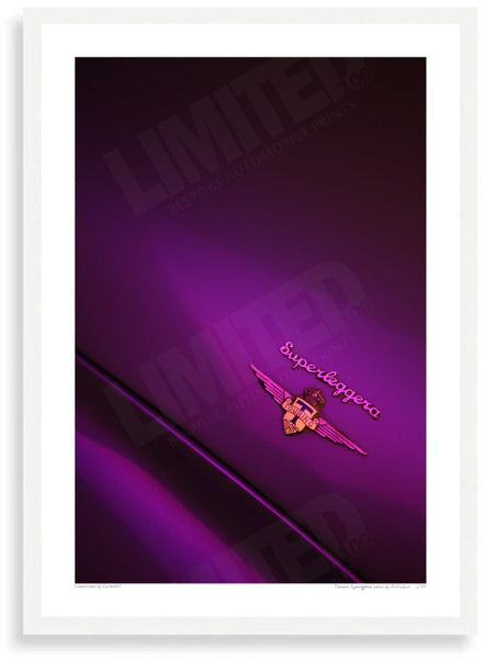 Ferrari Superleggera detail A3 (297 x 420 mm / 11.7 x 16.5 in) / White Wood Frame (Printed on Fine Art Paper) / No Mount