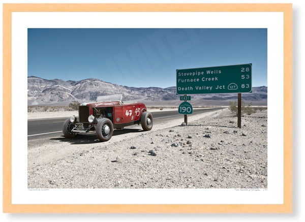 Ford Roadster (Hot Rod) A3 (297 x 420 mm / 11.7 x 16.5 in) / Wood Frame (Printed on Fine Art Paper) / No Mount