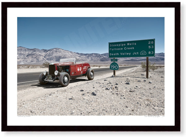 Ford Roadster (Hot Rod) A3 (297 x 420 mm / 11.7 x 16.5 in) / Black Wood Frame (Printed on Fine Art Paper) / No Mount