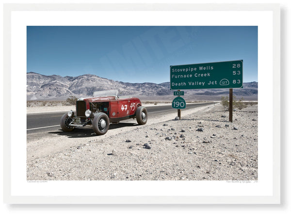 Ford Roadster (Hot Rod) A3 (297 x 420 mm / 11.7 x 16.5 in) / White Wood Frame (Printed on Fine Art Paper) / No Mount