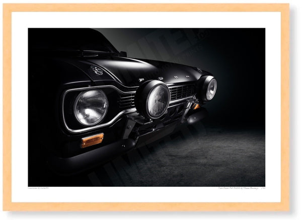 Ford Escort Mk1 RS2000 A3 (297 x 420 mm / 11.7 x 16.5 in) / Wood Frame (Printed on Fine Art Paper) / No Mount