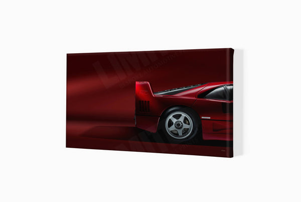 Ferrari F40 (side profile) S (420mm x 253) / Canvas Print (Mounted on Wood Internal Frame) / No Mount