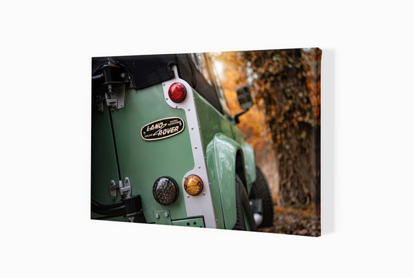 Land Rover Defender 90 detail A3 (297 x 420 mm / 11.7 x 16.5 in) / Canvas Print (Mounted on Wood Internal Frame) / No