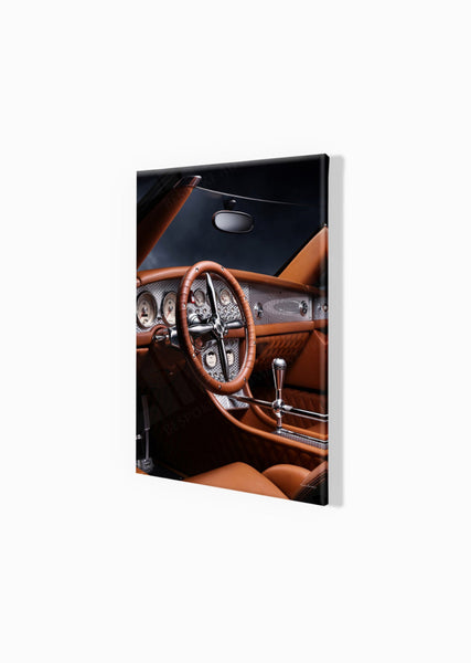 Spyker C8 Spyder (interior) A3 (297 x 420 mm / 11.7 x 16.5 in) / Canvas Print (Mounted on Wood Internal Frame) / No
