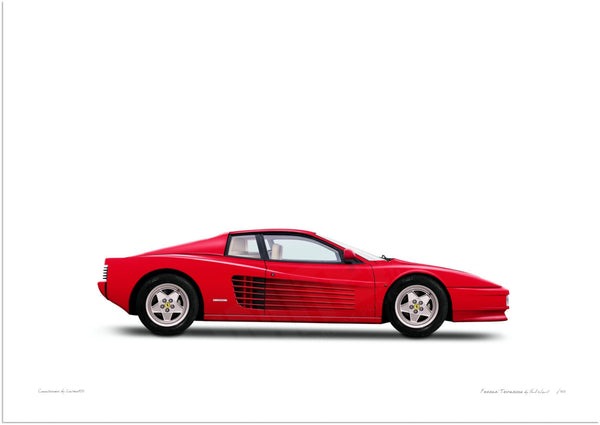 Ferrari Testarossa (red white) A3 (297 x 420 mm / 11.7 x 16.5 in) / Print-Only (Fine Art Paper) / No Mount