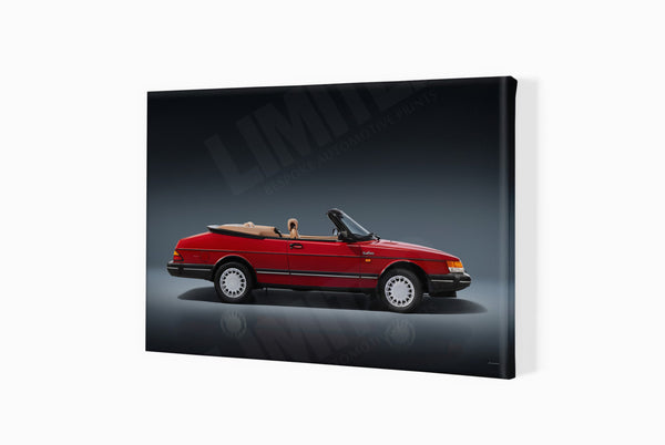 Saab 900 Turbo Convertible A3 (297 x 420 mm / 11.7 x 16.5 in) / Canvas Print (Mounted on Wood Internal Frame) / No Mount