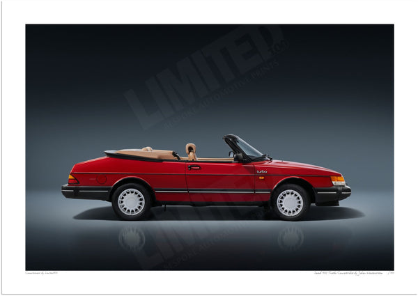 Saab 900 Turbo Convertible A3 (297 x 420 mm / 11.7 x 16.5 in) / Print-Only (Fine Art Paper) / No Mount