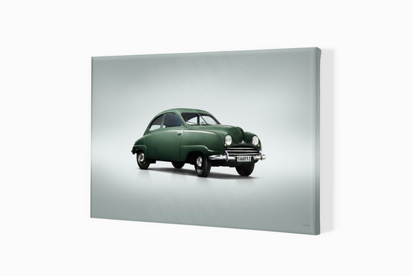 Saab 92 A3 (297 x 420 mm / 11.7 x 16.5 in) / Canvas Print (Mounted on Wood Internal Frame) / No Mount