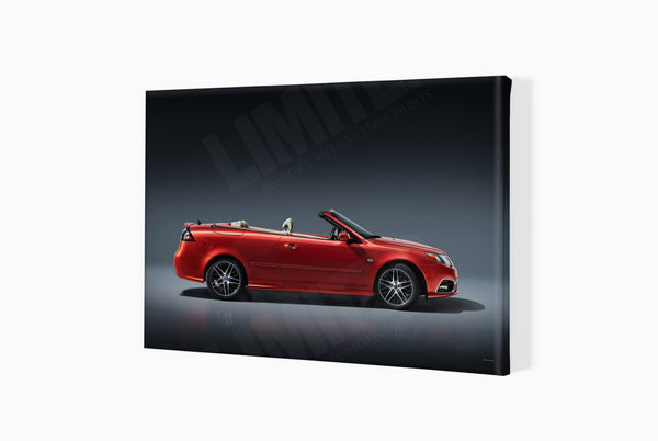Saab 9-3 Convertible A3 (297 x 420 mm / 11.7 x 16.5 in) / Canvas Print (Mounted on Wood Internal Frame) / No Mount