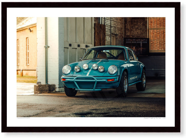 Porsche 911 Safari A3 (297 x 420 mm / 11.7 x 16.5 in) / Black Wood Frame (Printed on Fine Art Paper) / No Mount