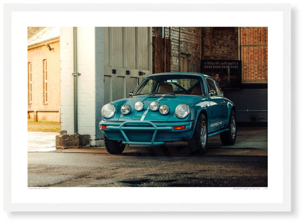 Porsche 911 Safari A3 (297 x 420 mm / 11.7 x 16.5 in) / White Wood Frame (Printed on Fine Art Paper) / No Mount