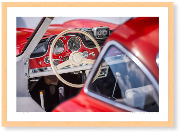 1956 Mercedes-Benz 300 SL A3 (297 x 420 mm / 11.7 x 16.5 in) / Wood Frame (Printed on Fine Art Paper) / No Mount