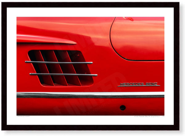 1956 Mercedes-Benz 300 SL (side) A3 (297 x 420 mm / 11.7 x 16.5 in) / Black Wood Frame (Printed on Fine Art Paper) / No