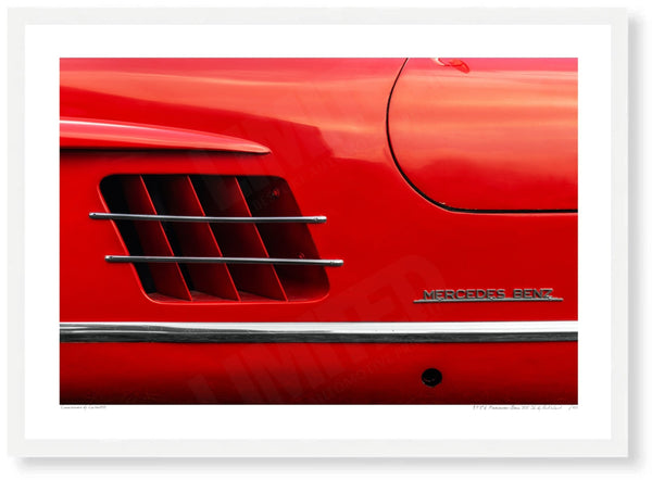 1956 Mercedes-Benz 300 SL (side) A3 (297 x 420 mm / 11.7 x 16.5 in) / White Wood Frame (Printed on Fine Art Paper) / No