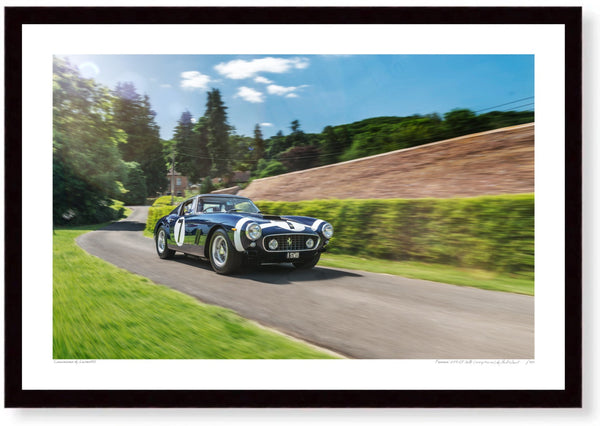 Ferrari 250 GT SWB (Stirling Moss car) at Shelsley Walsh S (420mm x 283) / Black Wood Frame (Printed on Fine Art Paper)