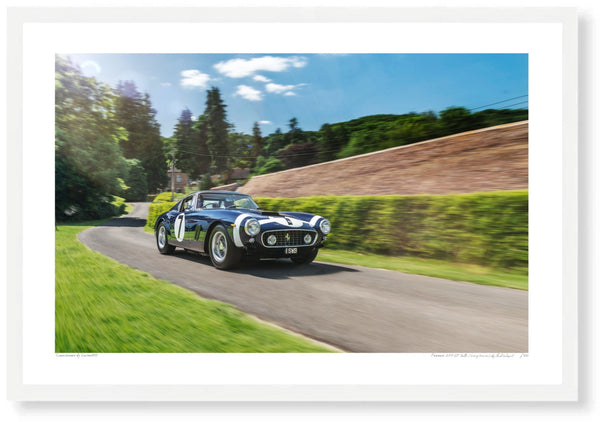 Ferrari 250 GT SWB (Stirling Moss car) at Shelsley Walsh S (420mm x 283) / White Wood Frame (Printed on Fine Art Paper)
