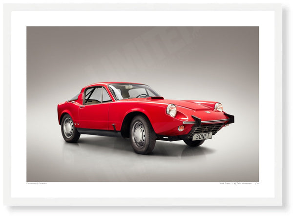Saab Sonett II A3 (297 x 420 mm / 11.7 x 16.5 in) / White Wood Frame (Printed on Fine Art Paper) / No Mount