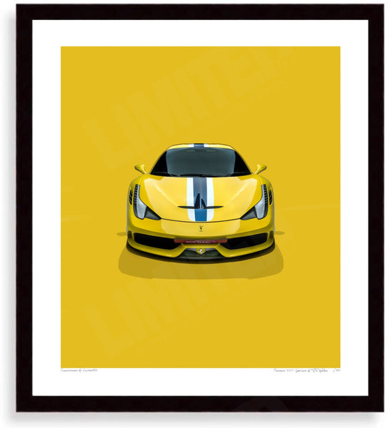 Ferrari 458 Speciale S (335mm x 297) / Black Wood Frame (Printed on Fine Art Paper) / No Mount