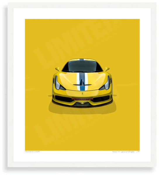 Ferrari 458 Speciale S (335mm x 297) / White Wood Frame (Printed on Fine Art Paper) / No Mount