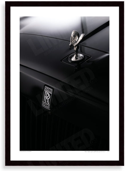 Rolls-Royce Spirit of Ecstasy A3 (297 x 420 mm / 11.7 x 16.5 in) / Black Wood Frame (Printed on Fine Art Paper) / No