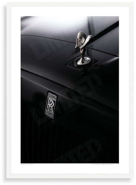 Rolls-Royce Spirit of Ecstasy A3 (297 x 420 mm / 11.7 x 16.5 in) / White Wood Frame (Printed on Fine Art Paper) / No