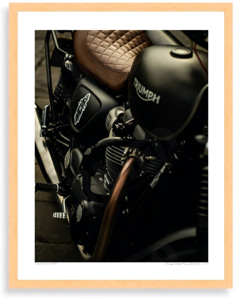 Triumph Street Twin S (380mm x 297) / Wood Frame (Printed on Fine Art Paper) / No Mount
