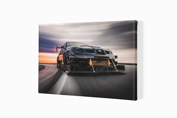 Time Attack Impreza at Bedford Autodrome A3 (297 x 420 mm / 11.7 x 16.5 in) / Canvas Print (Mounted on Wood Internal