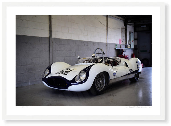 1959 Cooper T49 Monaco A3 (297 x 420 mm / 11.7 x 16.5 in) / White Wood Frame (Printed on Fine Art Paper) / No Mount
